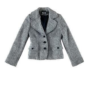 Vintage Marvin Richards Black & White Wool Tweed Blazer Jacket 90s | Size S